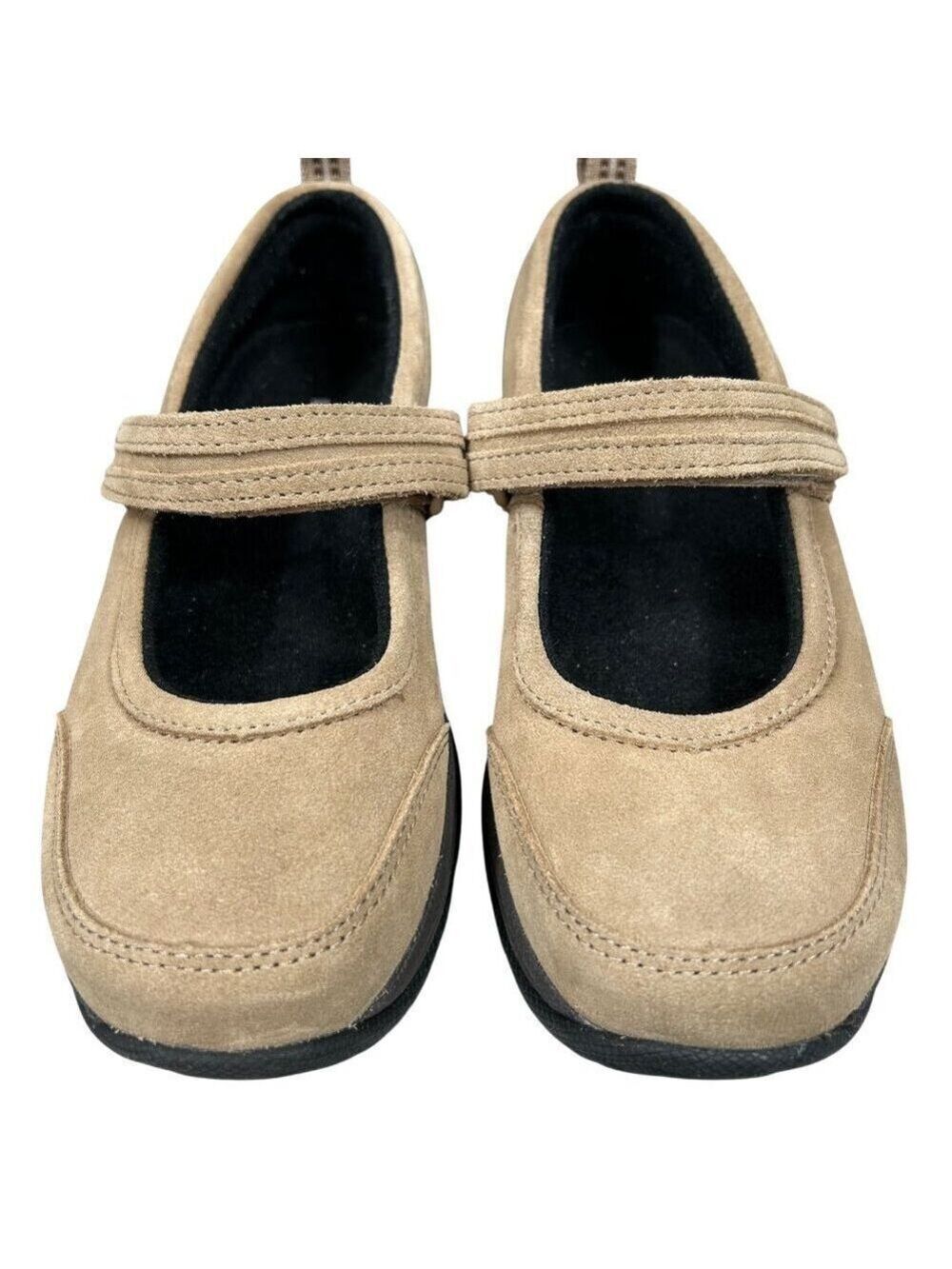 L.L. Bean Beige Suede Mary Jane Wedge Heel Comfort Mocs Shoes Size 6 - Picture 3 of 13